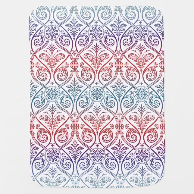 Vintage Damask Wallpaper - blue violet red Stroller Blanket (Front)