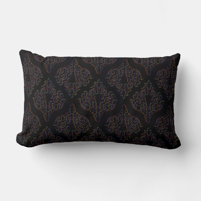 Vintage Damask Wallpaper Ornament Lumbar Pillow (Front)