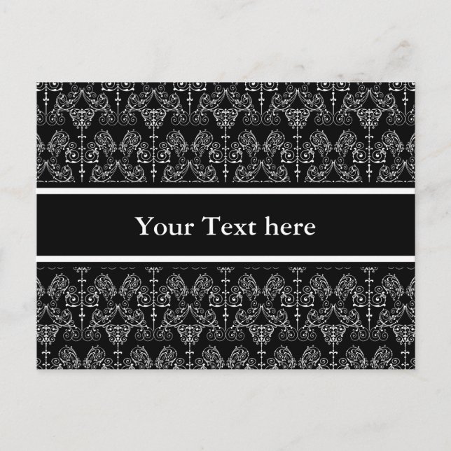 Vintage Damask Wallpaper - white + your backgr. Postcard (Front)