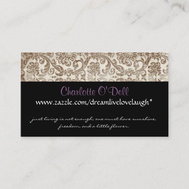 vintage damask; website marketing business card (Front)