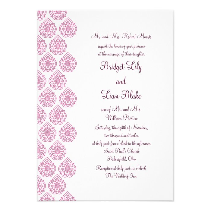 Vintage Damask Wedding Invitation (pink)