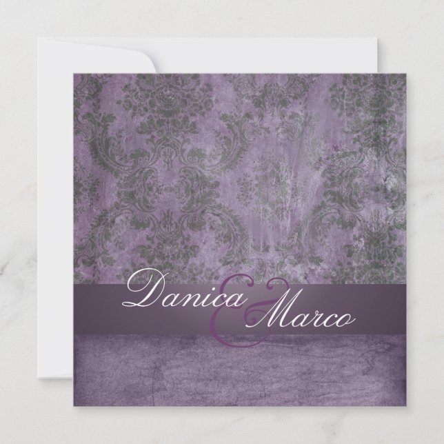 Vintage Damask Wedding Invitations (Front)