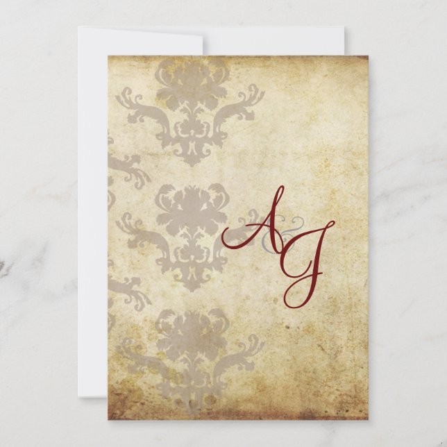 VINTAGE DAMASK WEDDING INVITATIONS (Front)