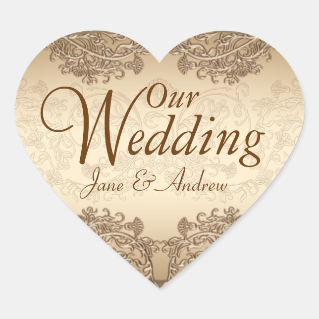 Vintage Damask Wedding Stickers (Front)