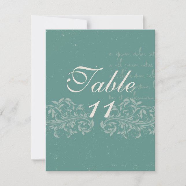 Vintage Damask Wedding Table Numbers (Front)
