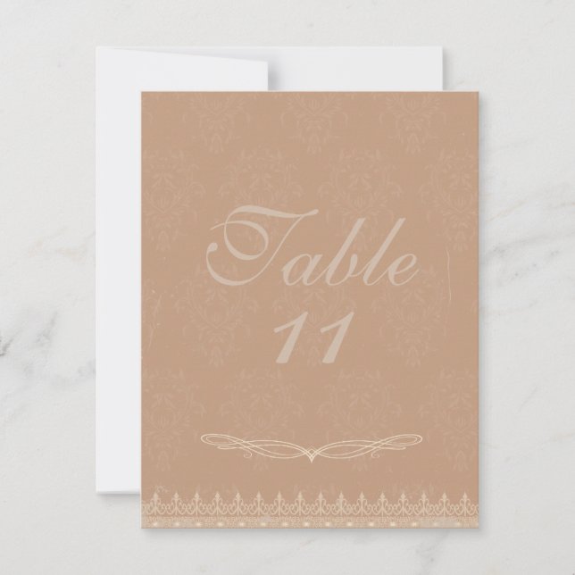 Vintage Damask Wedding Table Numbers Rose Pink (Front)