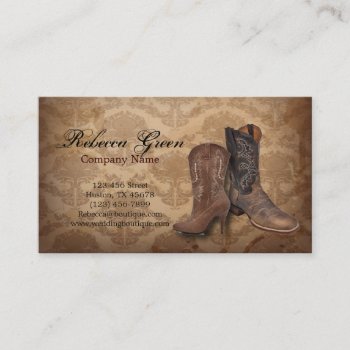 Vintage Damask Western Country Cowboy Business Card by heresmIcard at Zazzle