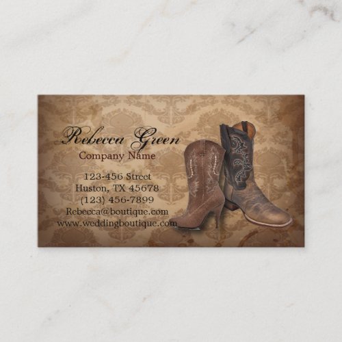 vintage damask western country cowboy business card