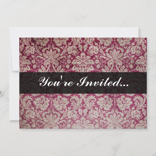 Vintage Damask Wine, Personalized Invitation (Front)
