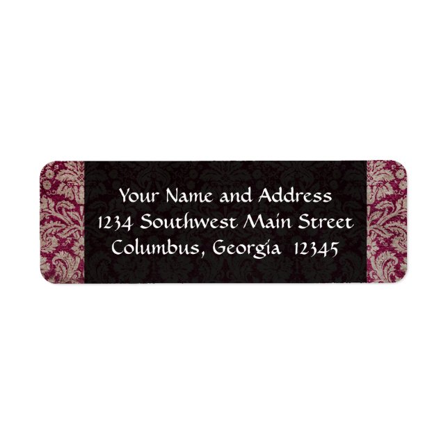 Vintage Damask Wine, Personalized Label (Front)