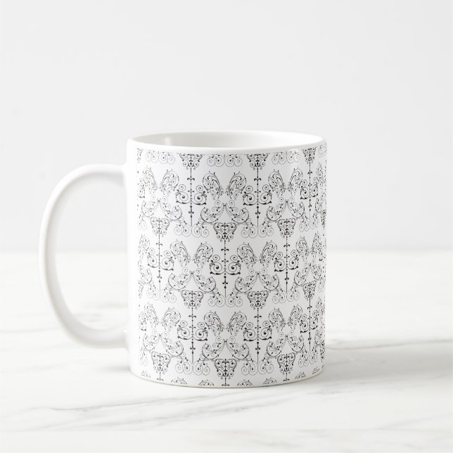 Vintage Damasks Wallpaper - black + your backgr. Coffee Mug (Left)