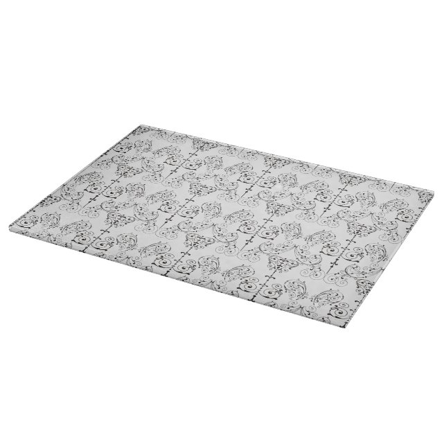 Vintage Damasks Wallpaper - black + your backgr. Cutting Board (Corner)