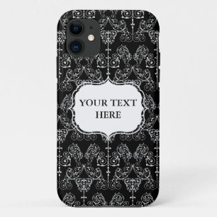 Vintage Damasks Wallpaper - white + your backgr. iPhone 11 Case
