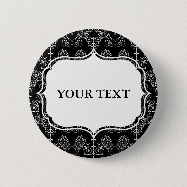 Vintage Damasks Wallpaper - white + your backgr. Pinback Button (Front)