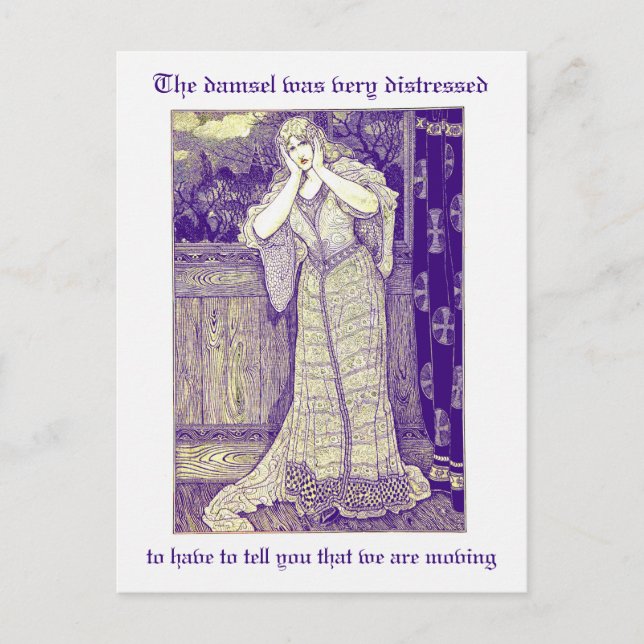 Vintage Damsel in Distress Change of Address  Postcard (Front)