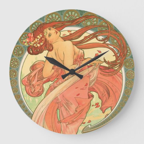 Vintage Dance by Alphonse Mucha Large Clock