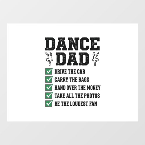 Vintage Dance Dad Checklist Shirt Design_1 Window Cling