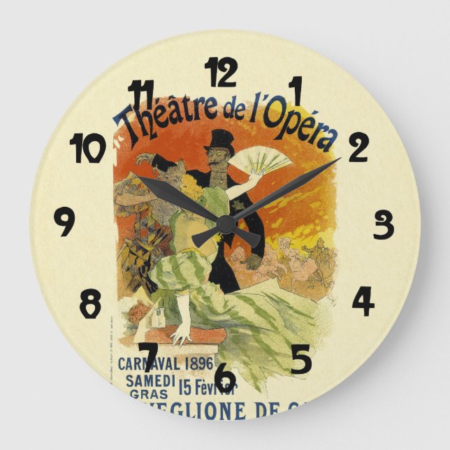 Vintage Dance Hall Carnaval Poster Art Large Clock (Front)