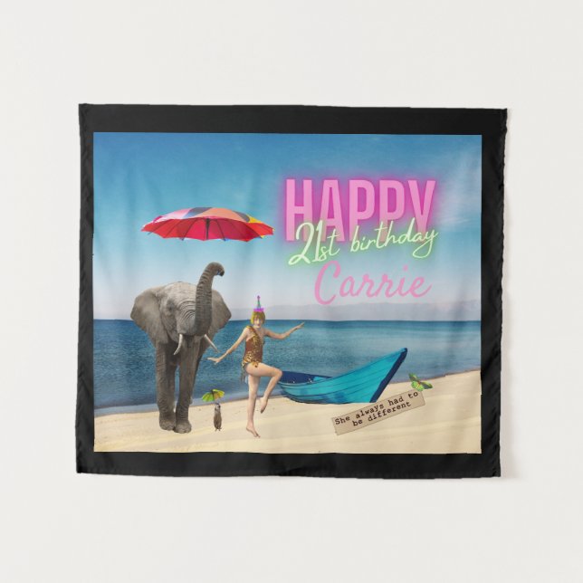 Vintage Dancer 21st Birthday Altered Art Table Tapestry (Front (Horizontal))