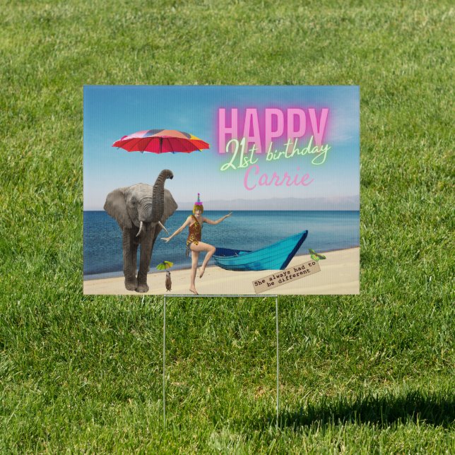 Vintage Dancer 21st Birthday Altered Art Yard Sign (Insitu)