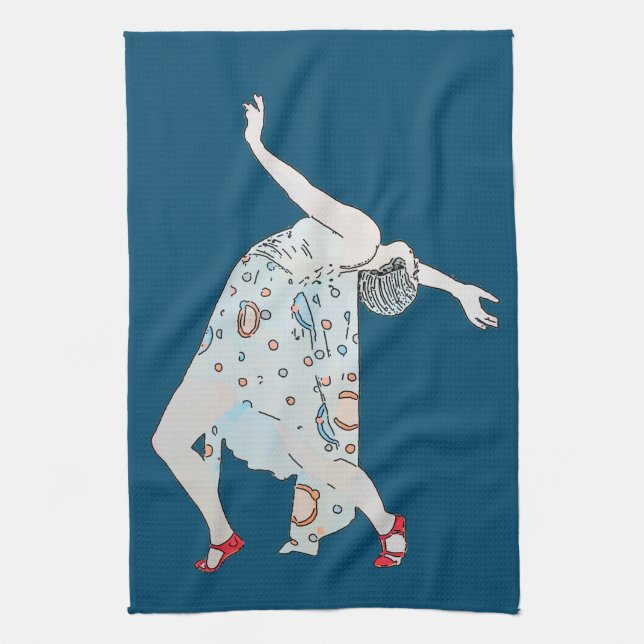 Vintage Dancer, add text Kitchen Towel (Vertical)