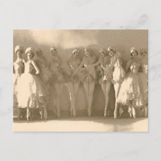 Vintage dancers on tiptoe, with tule postcard