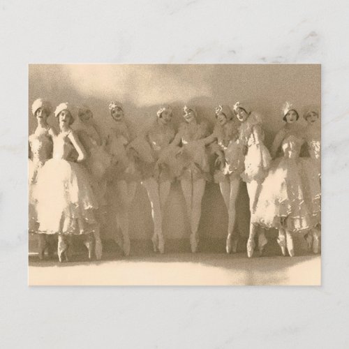 Vintage dancers on tiptoe with tule postcard