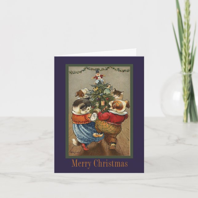 Vintage Dancing Animals Christmas Card (Front)