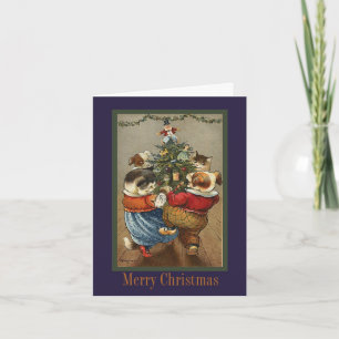 Vintage Dancing Animals Christmas Card