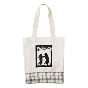 Vintage Dancing Bears Black Silhouette Trees Owl Zazzle HEART Tote Bag