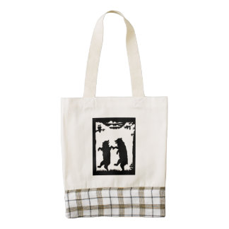 Vintage Dancing Bears Black Silhouette Trees Owl Zazzle HEART Tote Bag