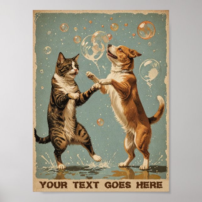 Vintage dancing cat and dog  poster (Front)