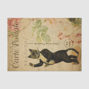 Vintage Dancing Cat Dressed in Tuxedo French Tissue Paper