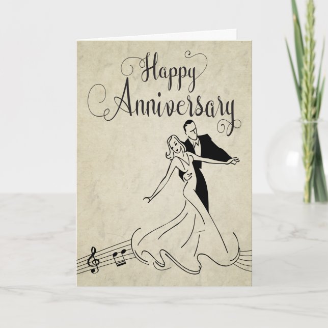 Vintage Dancing Couple for Happy Anniversary Card (Front)