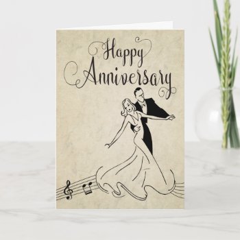 Vintage Dancing Couple For Happy Anniversary Card by JJBDesigns at Zazzle
