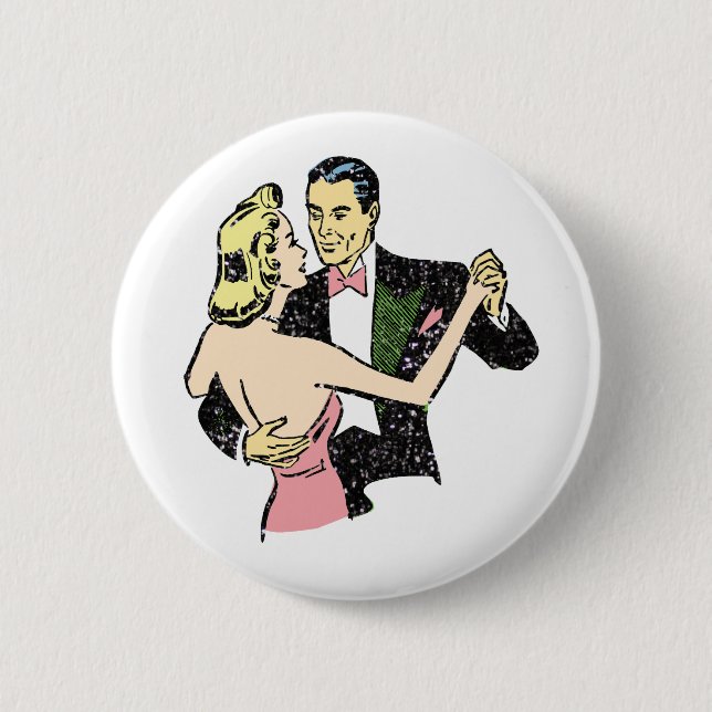 vintage dancing couple pinback button (Front)