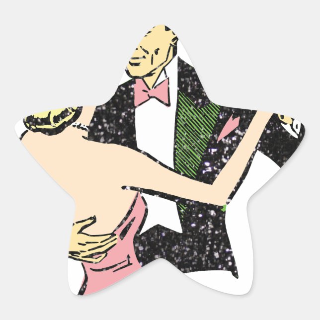 vintage dancing couple star sticker (Front)