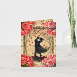 Vintage Dancing Couple Valentine Flat Holiday Card