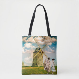 Vintage Dancing Flower Girls and Windmill  Tote Bag