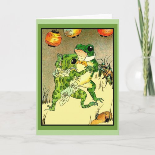 Vintage _ Dancing Frog Couple Card