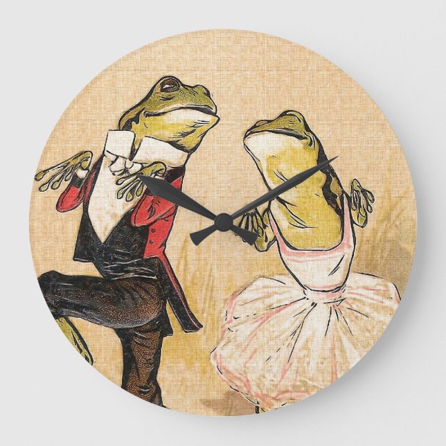 Vintage Dancing Frogs Large Clock (Front)