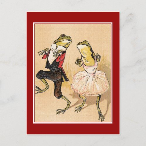 Vintage Dancing Frogs Postcard