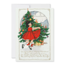 Vintage Dancing Girl Christmas Card