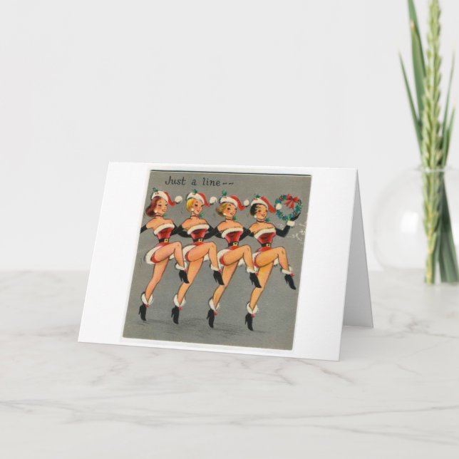 Vintage - Dancing Girls Bring Christmas Cheer, Holiday Card (Front)