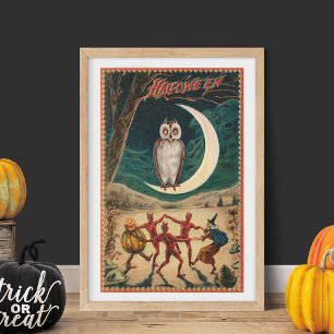 Vintage Dancing Halloween Devils, Witch & Pumpkin Tissue Paper
