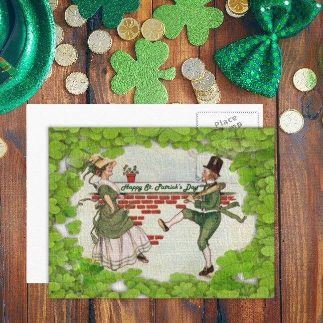 Vintage Dancing Irish Couple Postcard (Vintage Dancing Irish Couple Postcard)