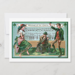 Vintage Dancing Irish Couple w/Music Holiday Card