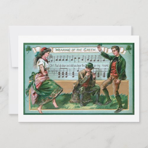 Vintage Dancing Irish Couple wMusic Holiday Card