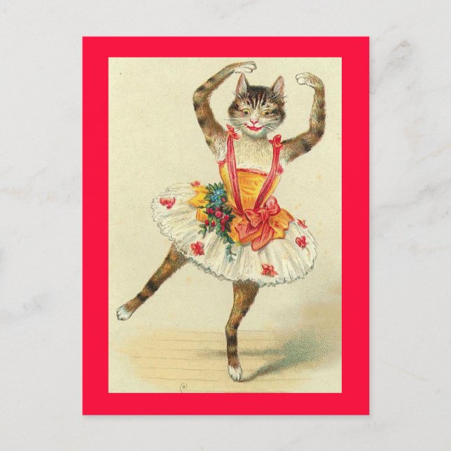 Vintage Dancing Kitty Postcard (Front)