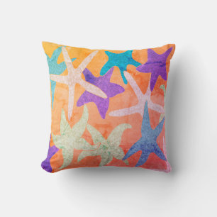 Vintage Dancing Starfish Throw Pillow